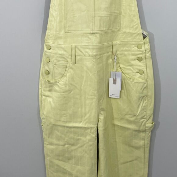 NWT Good American Better Than Leather Straight Leg Overalls in Key Lime Sz 10/30 - Picture 8 of 12